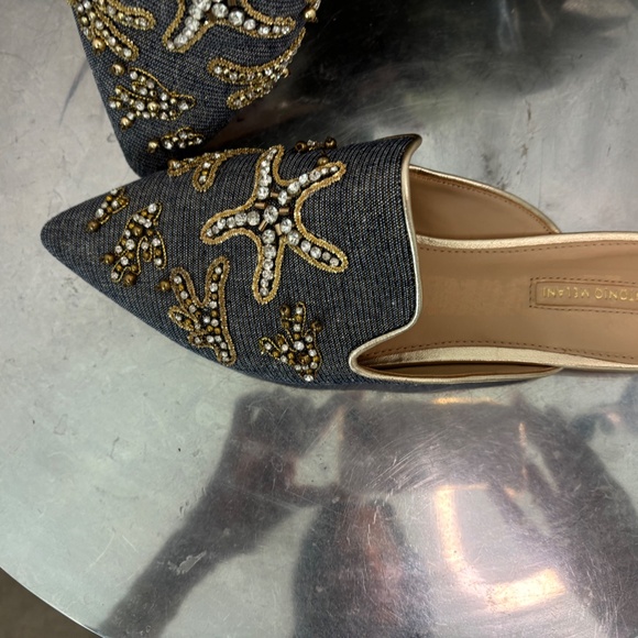 ANTONIO MELANI METALLIC FLAT SLIDES OUTLINED WITH A STARFISH THEME - Picture 7 of 8